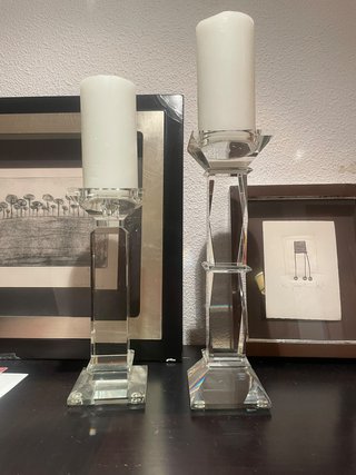 Set 2 candelabros de cristal + velas de Becara