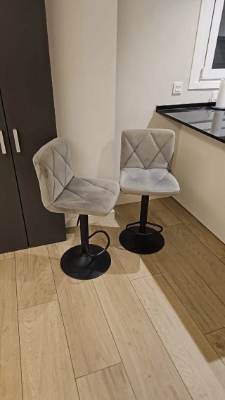 Set de 2 Banquetas de Terciopelo Gris