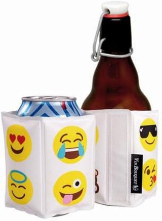 Vin Bouquet FIE 214 - Funda Enfriadora Latas Emoticonos, Cubierta Enfriadora Gel, Velcro Ajustable