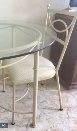 Silla de Forja Blanca y Beige