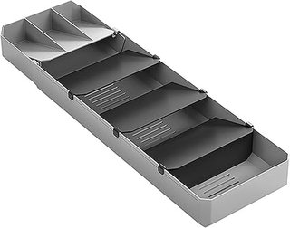 Metaltex Organizador de Cubiertos, Gris Y Negro, 40-49 cm