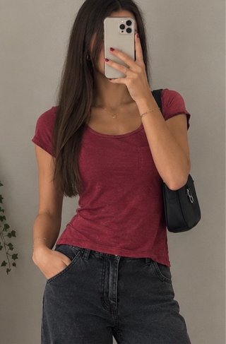 Camiseta manga corta granate