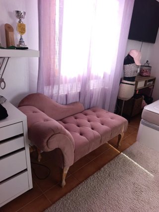 Sofá Vintage de Terciopelo Rosa