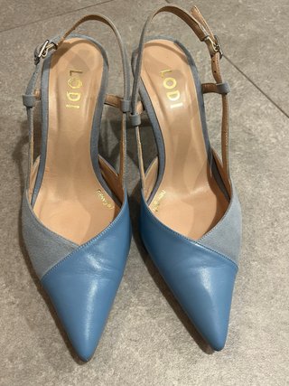 Zapatos Lodi destalonados azul piel y ante