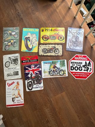 10 Carteles Metálicos Vintage Moto