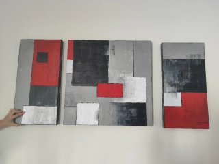 Juego de 3 Cuadros Abstractos al Óleo