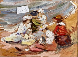 Óleo sobre lienzo - Escena de playa