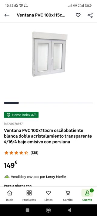 Ventana PVC 100x115cm Oscilobatiente con Persiana