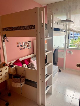 Cama Juvenil Alta con Sofá y Escritorio
