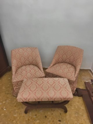 Visillo vintage con banqueta o calzador