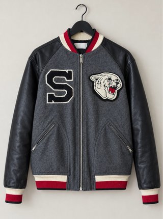 Chaqueta Varsity Sandro Paris Gris y Negra