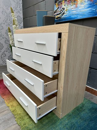 Cómoda 98cm Blanco y Cambria