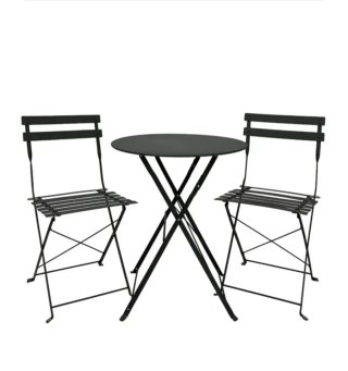 Conjunto Mesa y 2 Sillas Plegables Negro