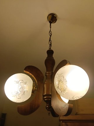 Lámpara Vintage de Madera y Cristal