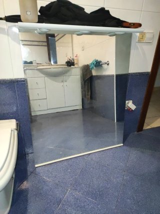 Espejo de pared de baño con 3 focos para luz