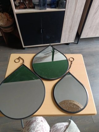 Set de 3 Espejos de Pared con Marco de Metal