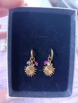 Pendientes de Aros con Charm de Sol