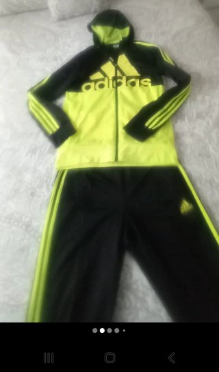 Chándal Adidas Negro y Amarillo Neon-Hombre-Vintag