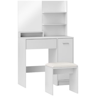 Tocador de Maquillaje con Espejo y Taburete, Cajón