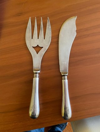 Cubiertos de servir pescado en alpaca