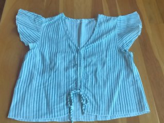 Top Fruncido Mango Rayas - Talla S