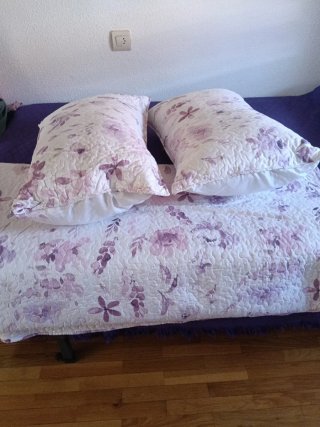 Colcha y 2 Cojines Estampado Floral