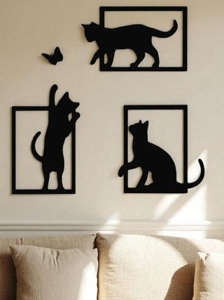Set de 3 Cuadros Decorativos de Gatos