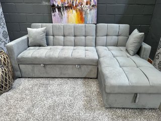 Sofá Cama Gris 210cm con Cojines