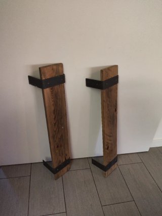 2 Soportes Estantería Industrial Madera y Hierro