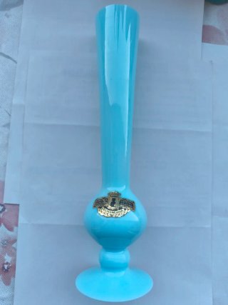 Jarrón de Cristal opalina sonoro Turquesa