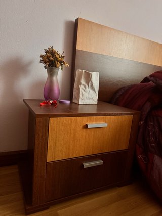 Cabecero y mesita de noche de madera