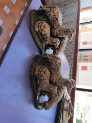 Grupo de ovejas grande para belén, escayola/marmol