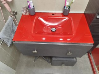 Lavabo de Baño Rojo de cristal
