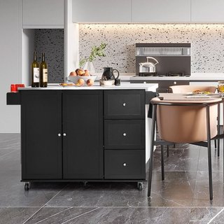 Carro de cocina giratorio con superficie de acero,