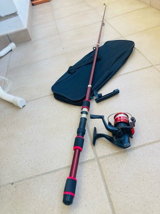 Caña de Pescar con Carrete y Funda