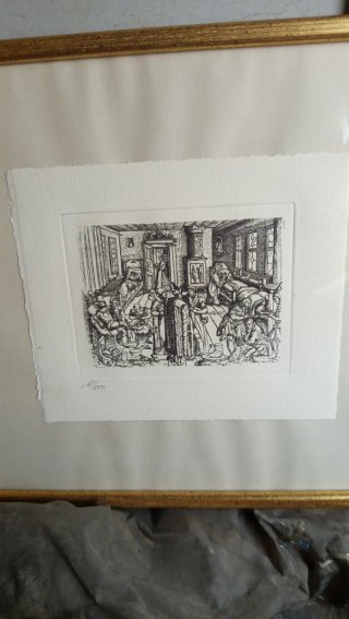 Grabado numerado enmarcado