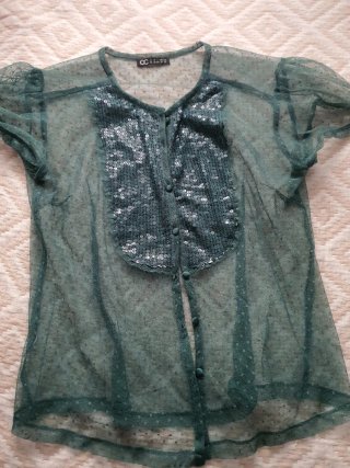 Camisa de fiesta verde azulado