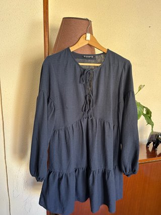 Vestido Azul Marino Stradivarius Talla M