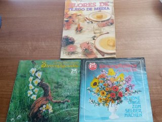 Revistas flores con tejido de media