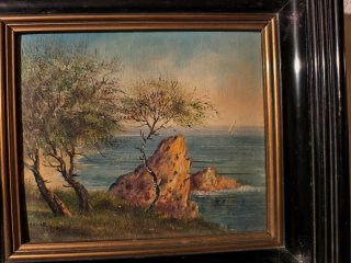 Cuadro al óleo paisaje marino