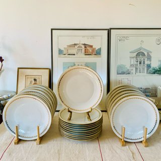 12 platos antiguos de porcelana francesa sfp