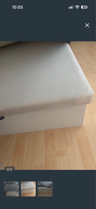 Canapé abatible beige y blanco