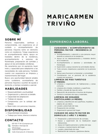 Cuidadora y Acompañante de Personas Mayores