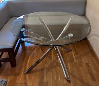 Mesa Redonda de Cristal y Metal