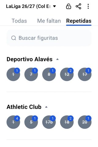 Cromos Panini LaLiga 26/27 Repetidos