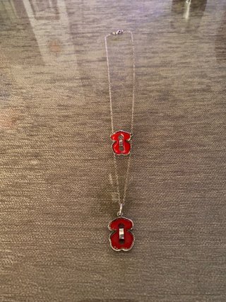 Collar y Anillo de Plata y Esmalte Rojo
