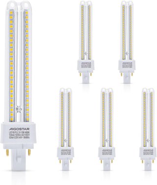 Aigostar Pack de 5 Bombilla PLC 2U, tubo de 15W