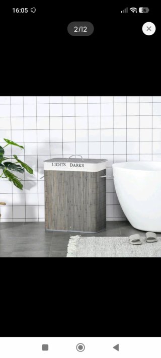 Cesto para la Ropa de Bambú Gris