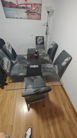 Mesa de Cristal de diseño con 6 Sillas