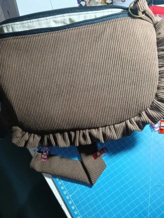 Bolso  doble hecho a mano de pana marrón